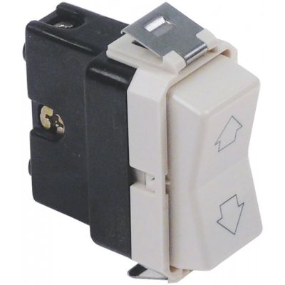 Buton lift, basculant cu revenire si pozitie neutra, contact 1CO, 150V, 10A, sageti sus-jos, montare 22x44 mm - 347555