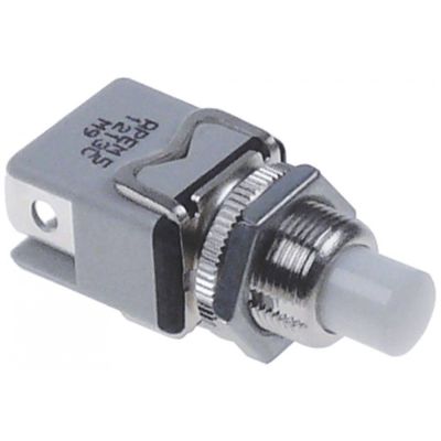 momentary push switch mounting ø 12mm white 1NO 250V 4A connection male faston 6,3mm