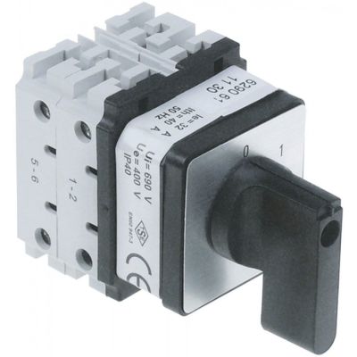 rotary switch 2 3NO 8 type 6290611130 400V 32A shaft ø 5x5mm shaft length 27mm with knob
