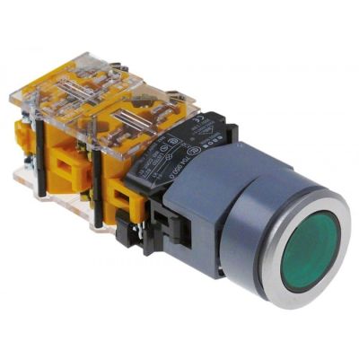 momentary push switch ø 22,5mm 2NO/2NC 660V max. 16(4)A 0-1 momentary green illuminated