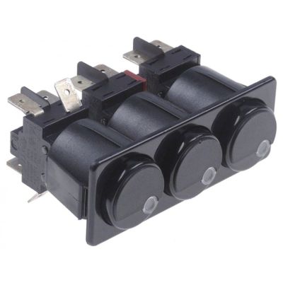 switch combination latching 28,5x77,5mm black 2CO/2NO/2NO 250V 16A with indicator