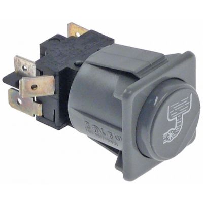 momentary push switch 28,5x28,5mm blue 1CO 250V 16A drain pump connection male faston 6,3mm