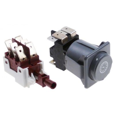 momentary push switch 28,5x28,5mm grey 2CO 250V 16A clock connection male faston 6,3mm