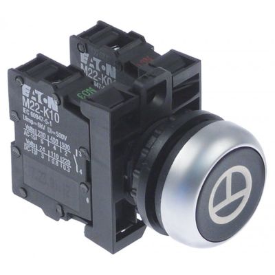momentary push switch black ø 22,5mm 1NO/1CO tipping momentary