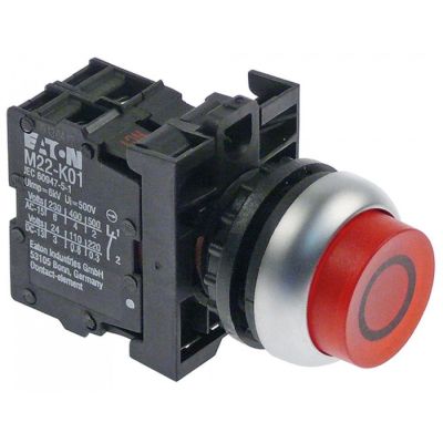 momentary push switch red illuminated, 10-30V ø 22,5mm 1NC OFF momentary