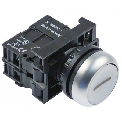 momentary push switch white illuminated, 10-30V ø 22,5mm 1NO on momentary