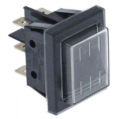 momentary rocker switch 30x22mm black 2CO 250V 16A connection male faston 6,3mm