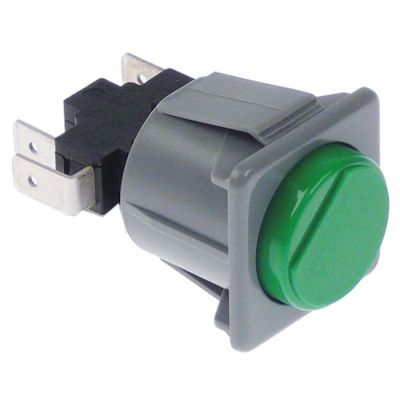 push switch 28,5x28,5mm green 1CO 250V 16A connection male faston 6,3mm