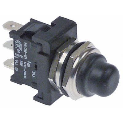 momentary push switch mounting ø 12mm black 1CO 250V 6A with protecting cover