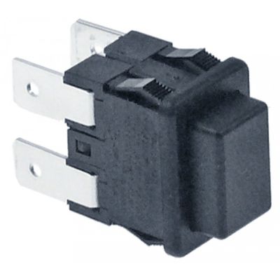 push switch 19x13mm black 2NO 250V 16A connection male faston 6,3mm