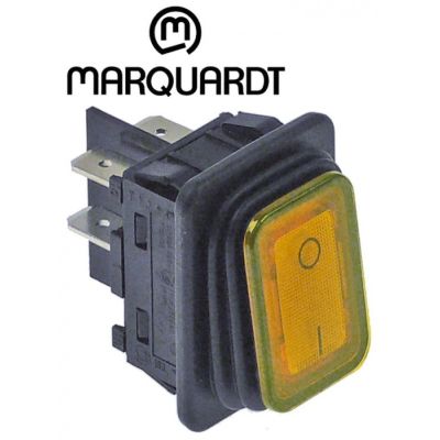 Intrerupator basculant etans 20 A, 250 V, montare in fereastra 30x22 mm, iluminat galben, simboluri O-I - 347774