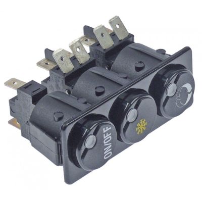 switch combination 28,5x77,5mm black 2CO/2CO/1NO 250V 16A ON-OFF/refrigeration/double arrow
