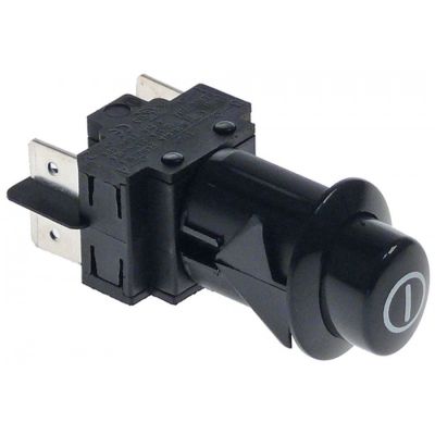 push switch mounting ø 20,6x16,4mm red 2NO 250V 16A connection male faston 6,3mm ON/OFF