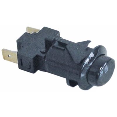 momentary push switch mounting ø 20,6x16,4mm black 1CO 250V 16A connection male faston 6,3mm STOP
