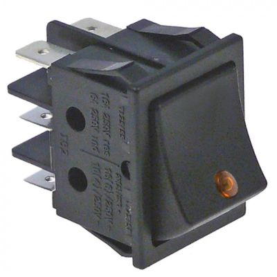 rocker switch 30x22mm orange 2CO 250 V 16 A illuminated connection male faston 6.3mm