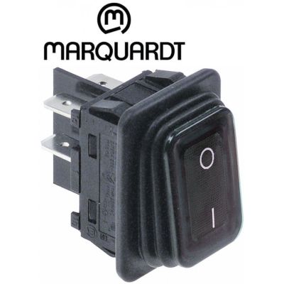 Intrerupator basculant etans 20 A, 250 V, montare in fereastra 30x22 mm, negru, simboluri O-I - 347814