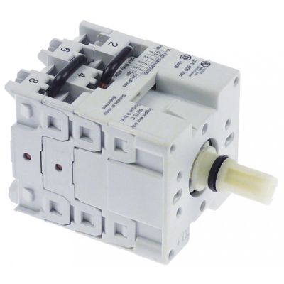 Intrerupator rotativ cu 3 pozitii 1-0-2, tip LE2-12-3252, 600 V, 12 A, ax ø 9x8 mm, L 20 mm - 347909