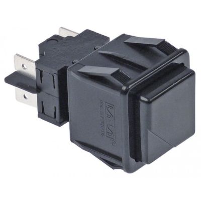 momentary push switch 28.5x28.5mm black 2NO 250V 16A connection male faston 6.3mm