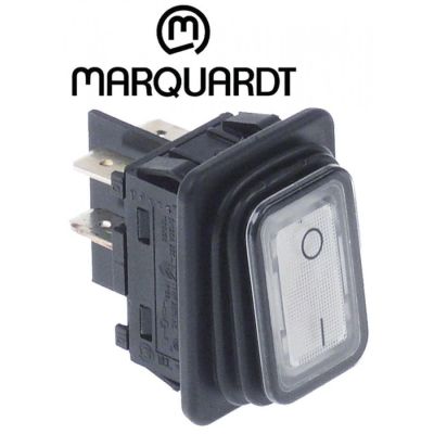Intrerupator basculant etans 20 A, 250 V, montare in fereastra 30x22 mm, iluminat alb, simboluri O-I - 347531