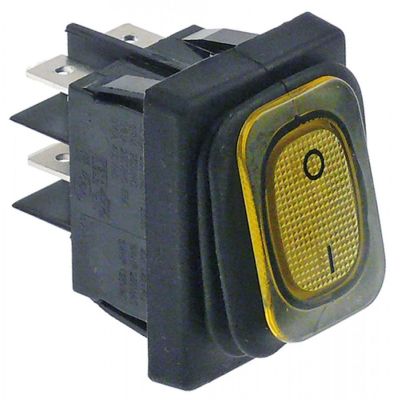 Intrerupator basculant cu burduf etans, contacte 20A, 230V, montare 30x22 mm, iluminat galben - 347973