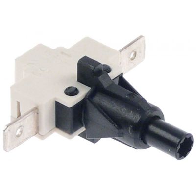 momentary push switch mounting ø 12mm black 1NC 250V 16A connection male faston 6,3mm