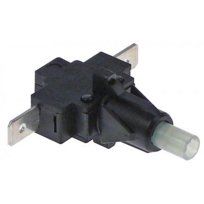 momentary push switch mounting ø 12mm black 1NO 250V 16A connection male faston 6,3mm