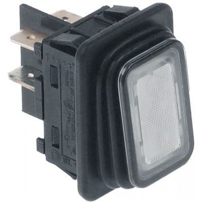 momentary rocker switch 30x22mm white 2NO 250V 20A illuminated connection male faston 6,3mm