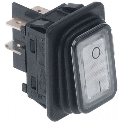 rocker switch 30x22mm white 2NO 250V 16A 0-I connection male faston 6,3mm