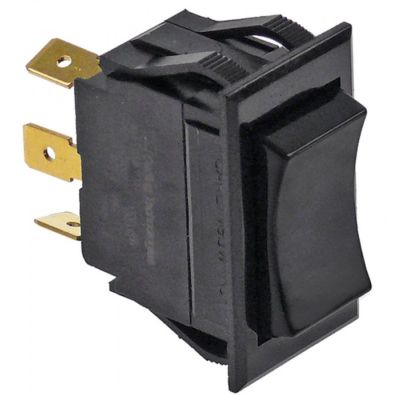 rocker switch 37x21mm black 1CO 250V 10A with neutral position connection male faston 6.3mm