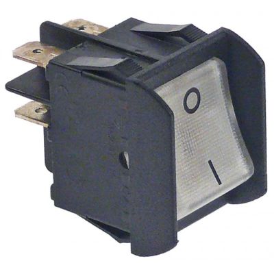 rocker switch 28x22mm white 2NO 250V 16A illuminated 0-1 connection male faston 6,3mm