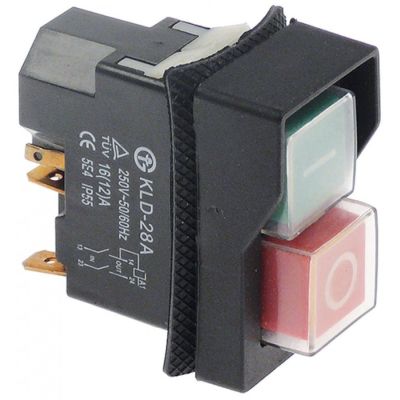 Intrerupator pornit-oprit KLD-28A, butoane rosu-verde, 16A, 250 V - 348137