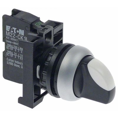 comutator selectiv ø22mm argint/alb 0°-45° 1NO cu reținere secvență de comutare 0-1