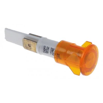 Lampa indicatoare - martor galben, 250V, ø 13 mm, conectori 6,3 mm, temp.-rezist. 120°C - 357018