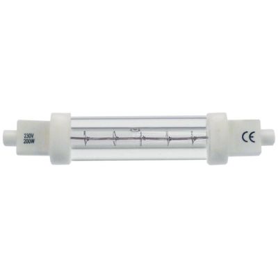 Lampa/bec cu infrarosu dulie R7s, 200W, 230V, L 118 mm, cu tub de protectie