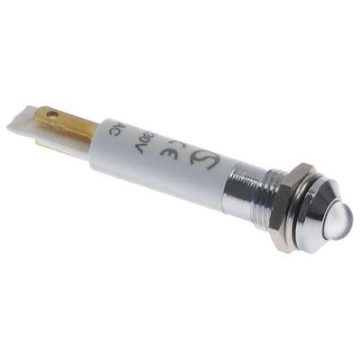 bec de semnalizare LED  ø montaj 8mm alb 230VAC racord F2,8x0,8 filet de fixare M8x0,75