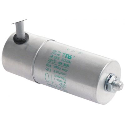 Condensator 10 µF, 400 V, carcasa metalica, cu cablu - 365005