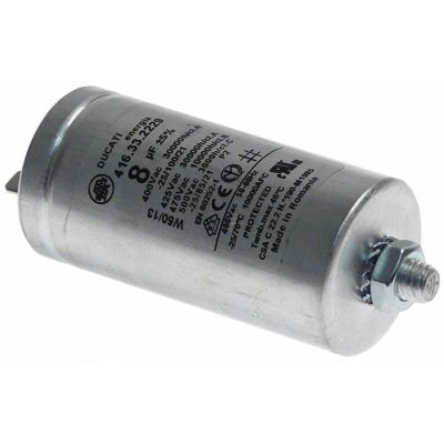 condensator capacitate 8µF 400-500V cu mantă metalică toleranță 5% ø 35mm L 72mm