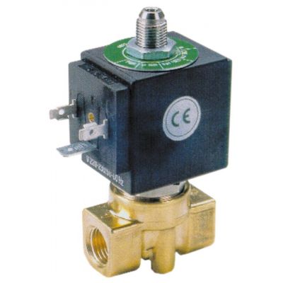 Electrovalva apa-abur ODE 31A, cu 3 cai, 230 V, deschidere nominala 2,5 mm, priza DIN, max. 140°C, 0,1-6 bari - 370089