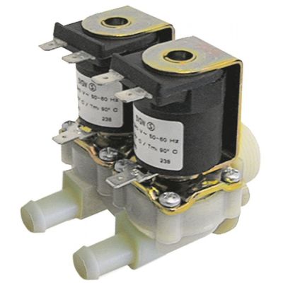 Electrovalva dubla dreapta Muller 230V, intrare ¾", iesiri 11,5 mm, DN 10 mm, t.max. 90°C, regim functionare 100% - 370158