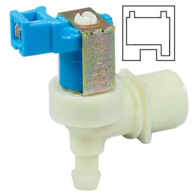 Electrovalva plastic unghiulara, 1 iesire, 230V, intrare ¾", iesire 11,5 mm, deschidere nominala DN10, EATON (INVENSYS) - Cod  370355