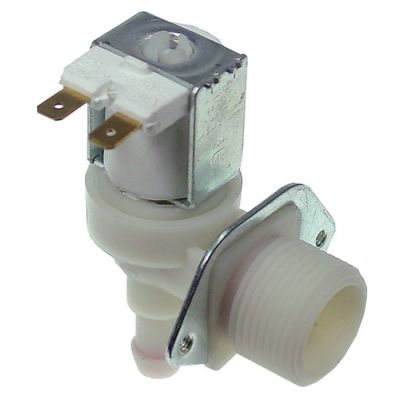 Electrovalva plastic unghiulara, 1 iesire, 230V, intrare ¾", iesire 11,5 mm, t. max. 90°C, debit 0,25l/min, TP - Cod 370394