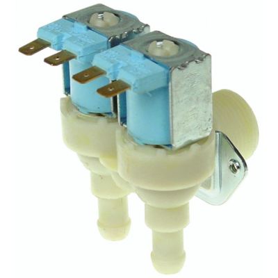 Electrovalva dubla unghiulara 230V, K01045, intrare 3/4", iesire 11,5 mm, t.max. 90°C, reductor debit 0,8 l/min - 370395