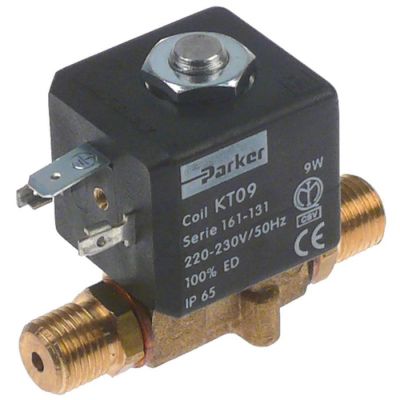 Electrovalva 2 cai, 230 V AC, racord ¼", FE, L 44 mm, deschidere nominala 2,2 mm, t.max. 80 °C, Cod 370552