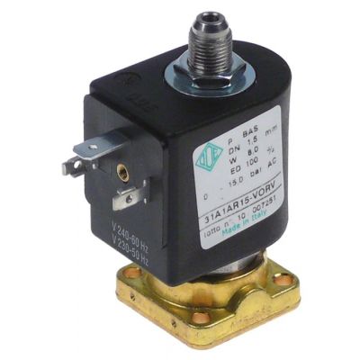 solenoid valve brass 3-ways 230 VAC DN 1,5mm -10 up to 140°C coil type ADA membranes ruby