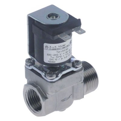 Electrovalva din Inox A.u.k. Muller, 230 V, intrare 3/4", iesire 1/2", L 57 mm  370600