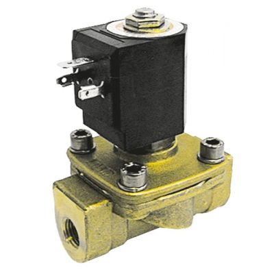 solenoid valve brass 2-ways 230/240V connection 3/8" L 75mm DN 15mm t.max. 130°C