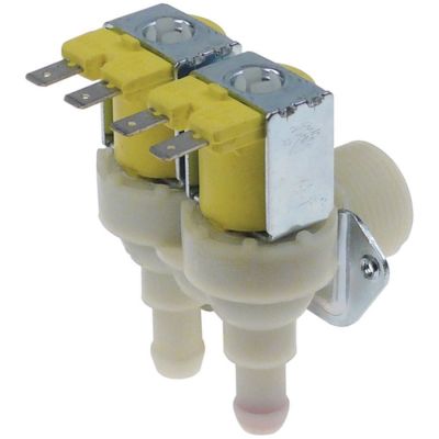 solenoid valve double angled 24V plastic TP flow regulating valve outlet B red