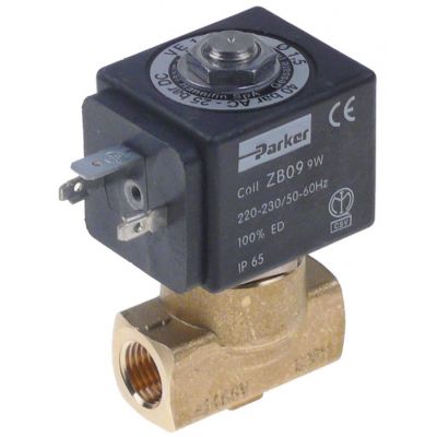 solenoid valve 2-ways 230 VAC connection ¼" DN 1,5mm slide-on receptacle DIN -20° up to 130°C