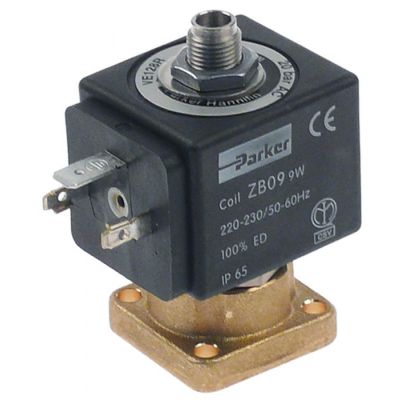 solenoid valve 3-ways 230 VAC body inner cone DN 1,2mm slide-on receptacle DIN -20° up to 140°C