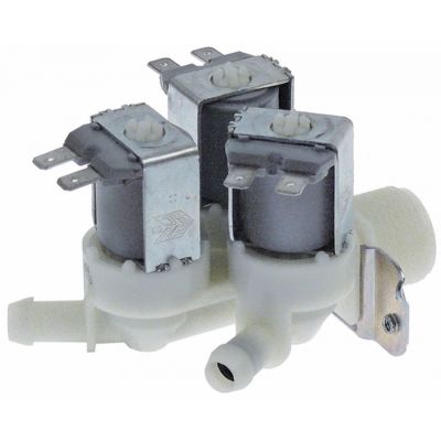 Electrovalva tripla dreapta 12V, intrare 3/4", ieșiri ø 10,5 mm, T.max. 90°C, ELBI 369, plastic - 370877